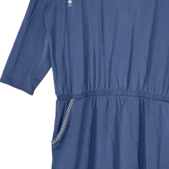 Garnet Hill Dress XL Casual Pull On 3/4 Sleeve Cottagecore Boho Embroidered Soft - Picture 3 of 12